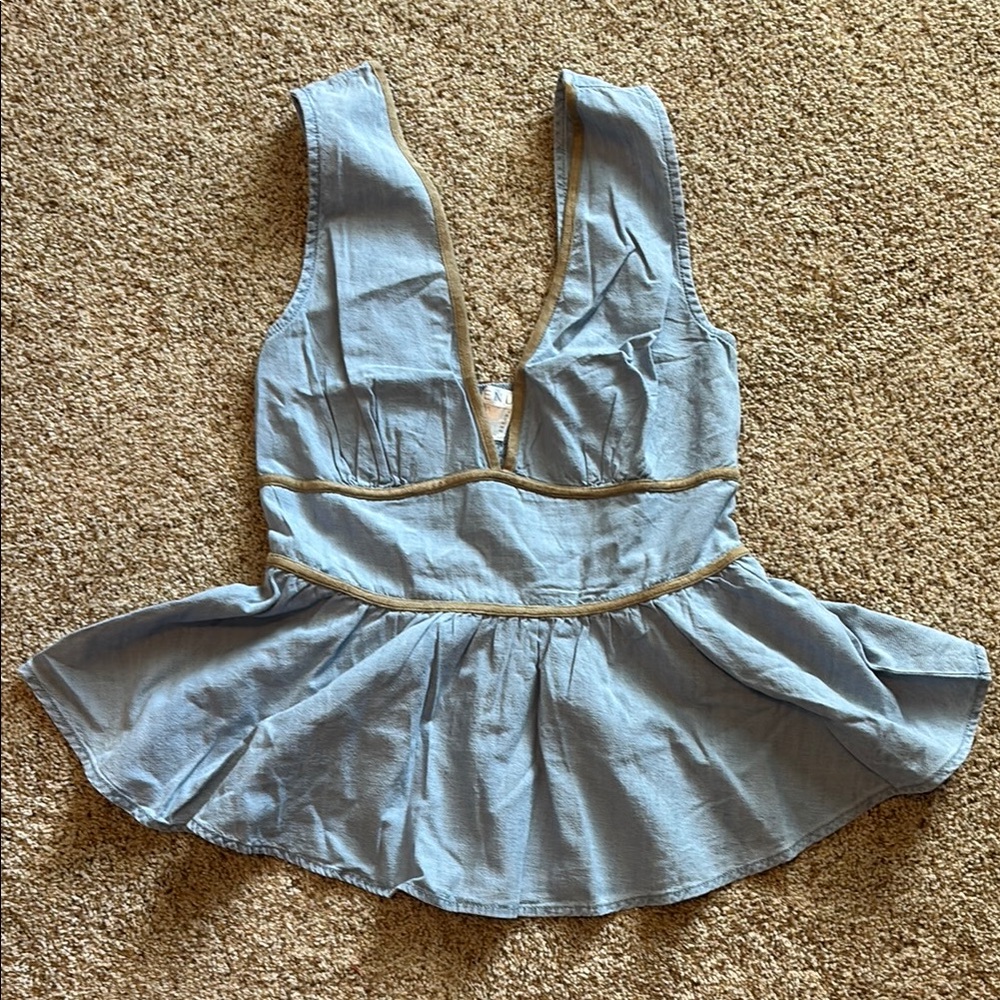 VENUS Light Blue Peplum Blouse